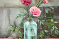 Siok Liew - Carnations on Verandah - oil