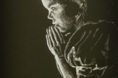 Natalie Doubrovski - Praying Girl - Scratch art