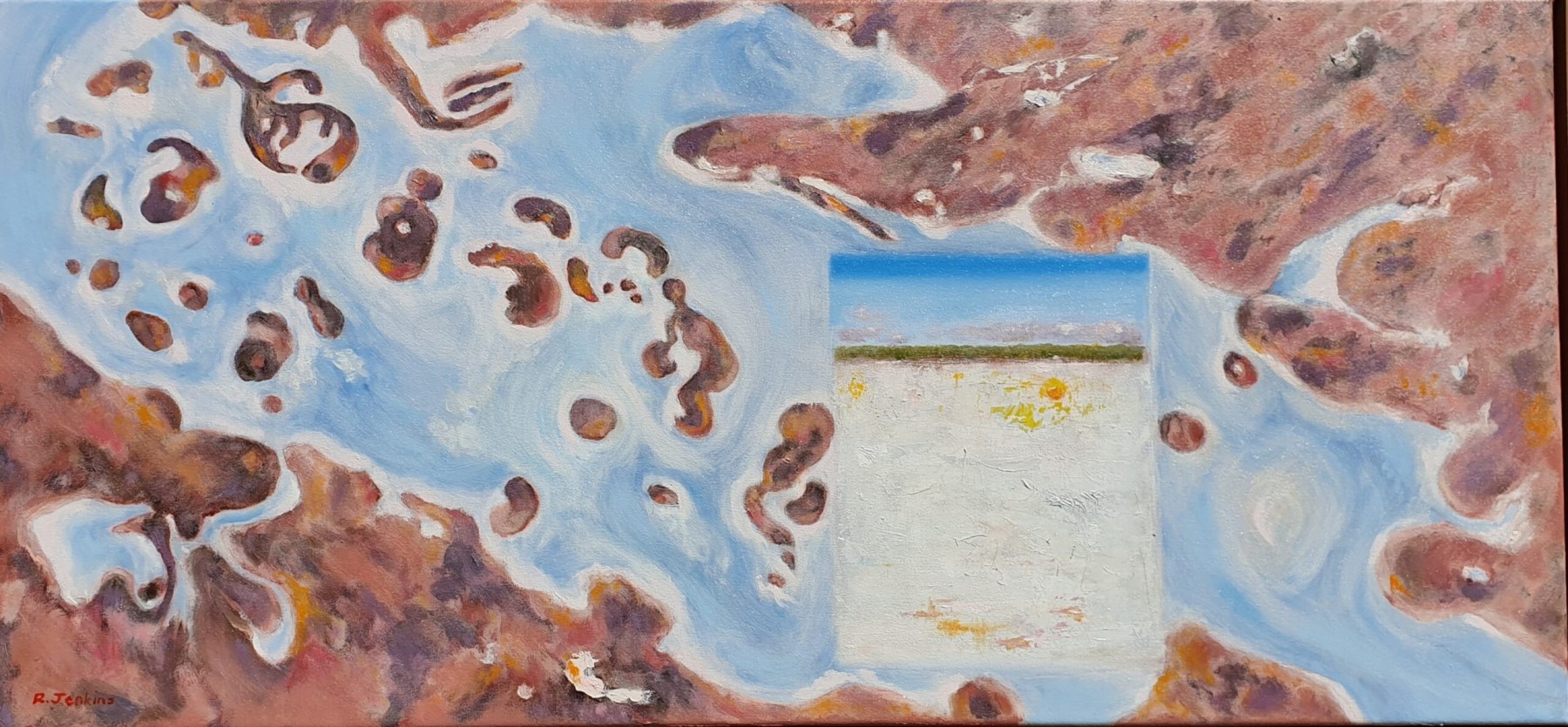 Robyn Jenkins - Salt Lake N.T. - 2 Views - Oil - 86 x 40cm