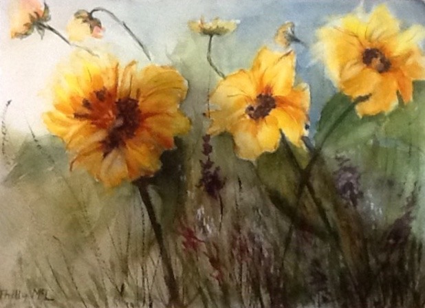 Thilly McLean - Sunflowers - Watercolour - 35.5 x 26.5cm