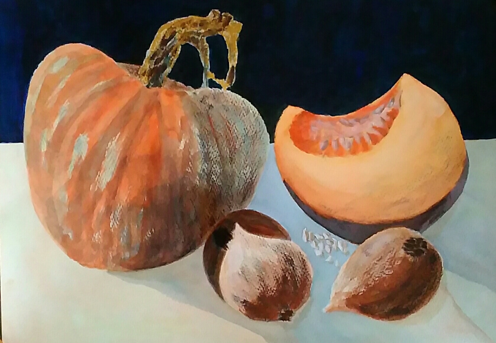 Karen Connolly - Pumpkins and Onions - Acrylic - 29.5 x 41.5cm