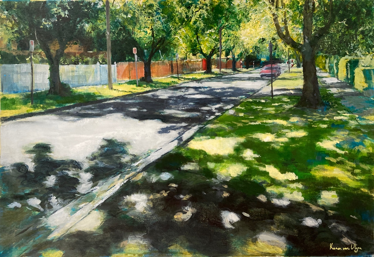 Karen van Ulzen - Walking Through Green Light - Acrylic - 39 x 46cm