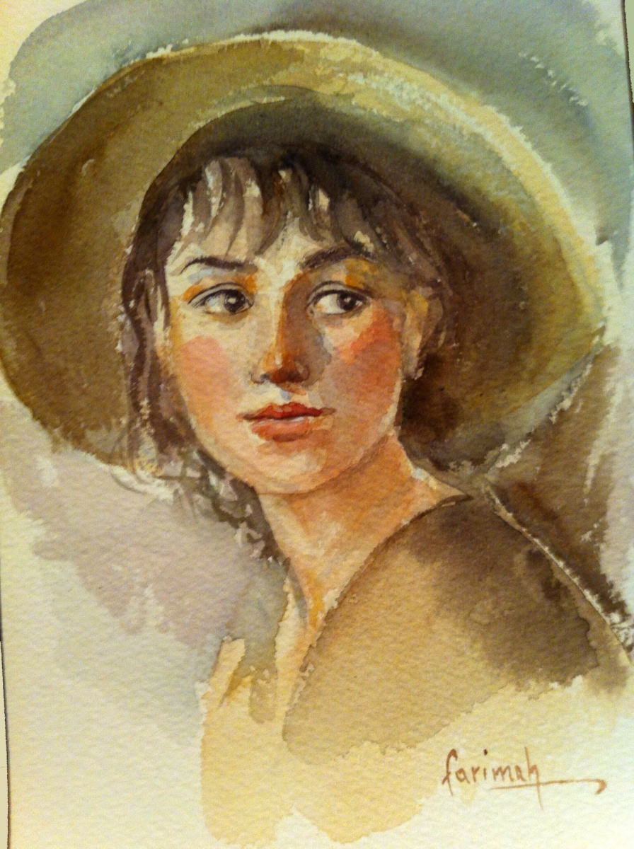 Farimah Eshraghi (Tutor) - Portrait of Young Lady - Watercolour - 21 x 15cm