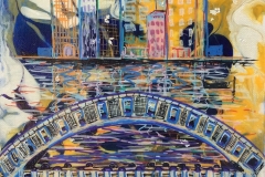 Buildings, Bridge Boat Series - Night - Valerie Laver
