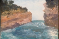 Liz Eades - A view of Loch Ard Gorge as painted at home